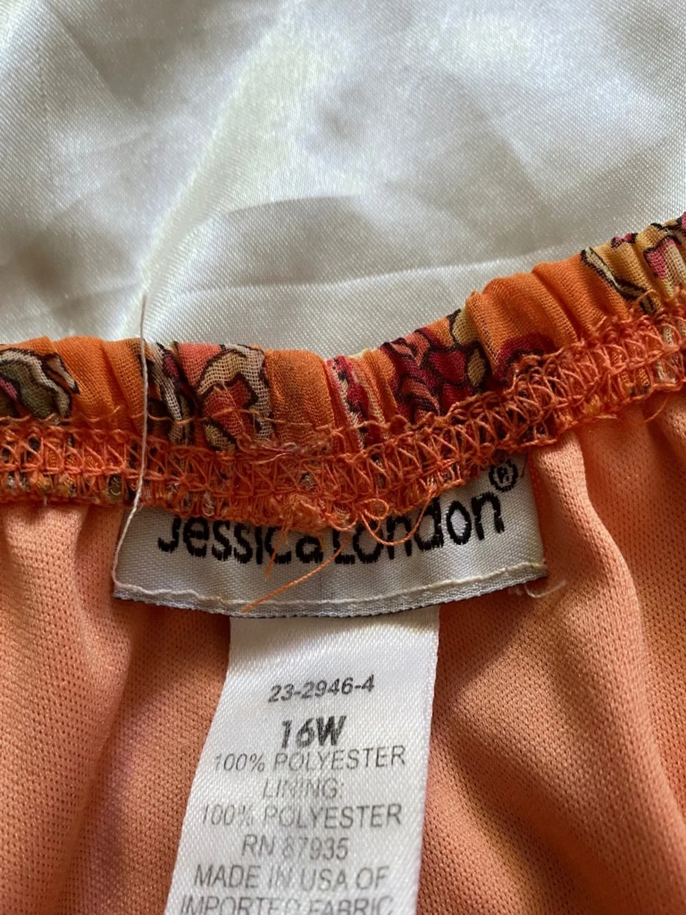 Vintage y2k Orange Floral Paisley Ruffle Midi Skirt Boho Fairy Size 16W